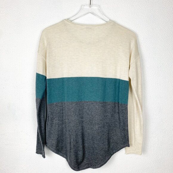 Smartwool | Lightweight Color Block Sweater Cream Blue Grey - Picture 2 of 6